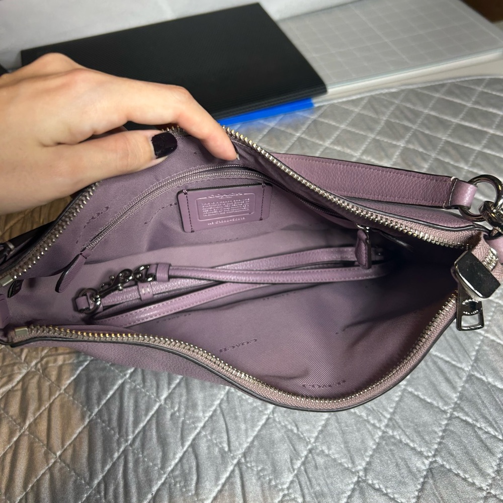 Coach Lilac Purple Pebbled Leather Shoulder Bag - Picture 6 of 10